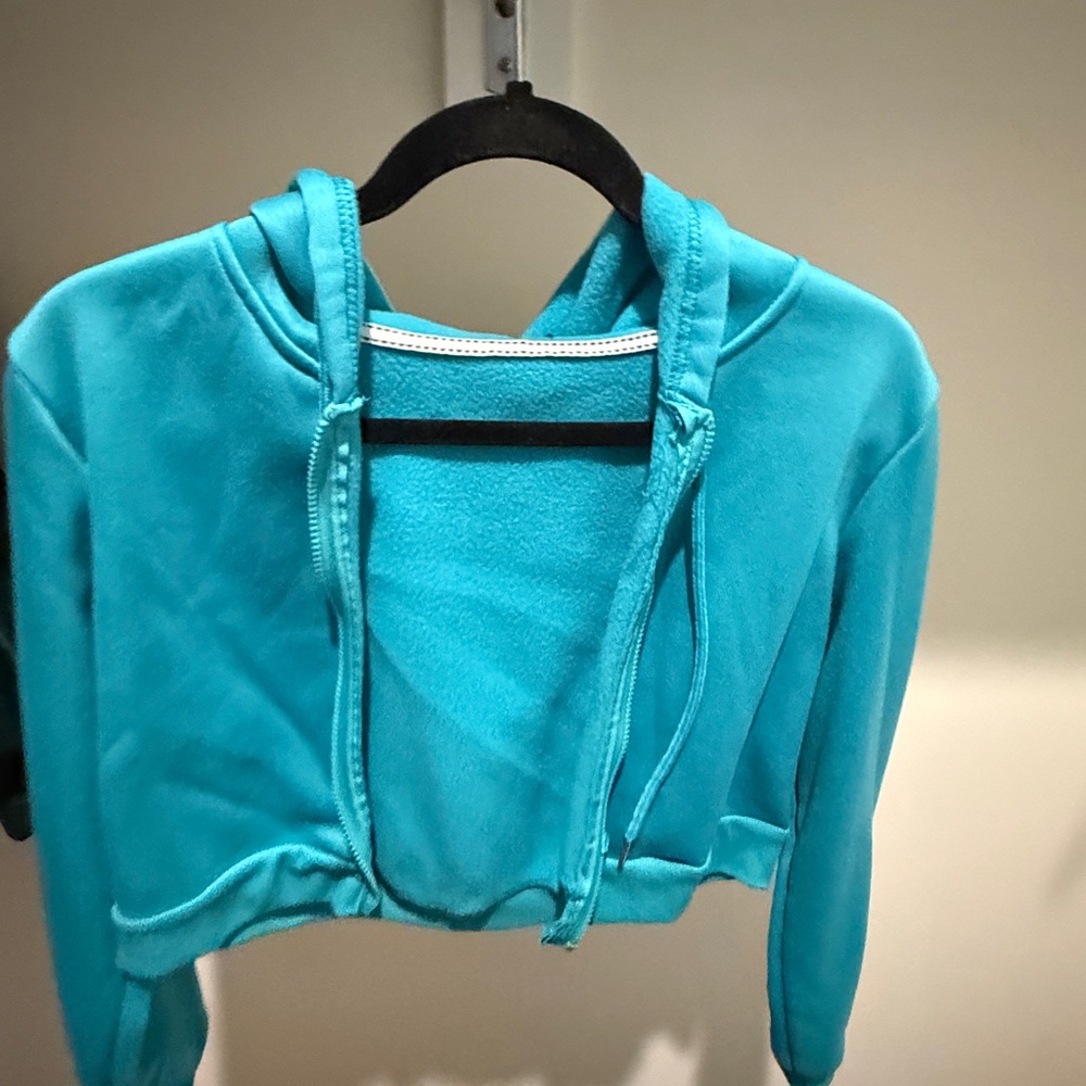 SHEIN Teal Cropped Hoodie